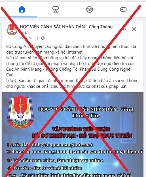 Giả mạo Facebook Học viện Cảnh sát nhân dân hỗ trợ lấy lại tiền lừa đảo - Ảnh 1. Giả mạo Facebook Học viện Cảnh sát nhân dân hỗ trợ lấy lại tiền lừa đảo - Ảnh 1.