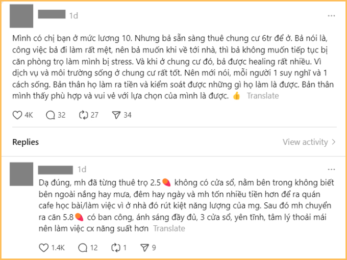 Hơn 23.000 người đang tranh cãi cực căng: “Lương 10 triệu, thuê trọ giá rẻ để tiết kiệm hay thuê chung cư 6 triệu để nâng cao mức sống?”- Ảnh 2.