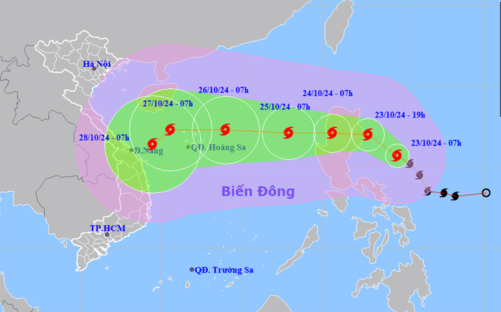 Bão Trami sẽ đạt cường độ cực đại khi tiến đến vùng biển quần đảo Hoàng Sa - Ảnh 1.