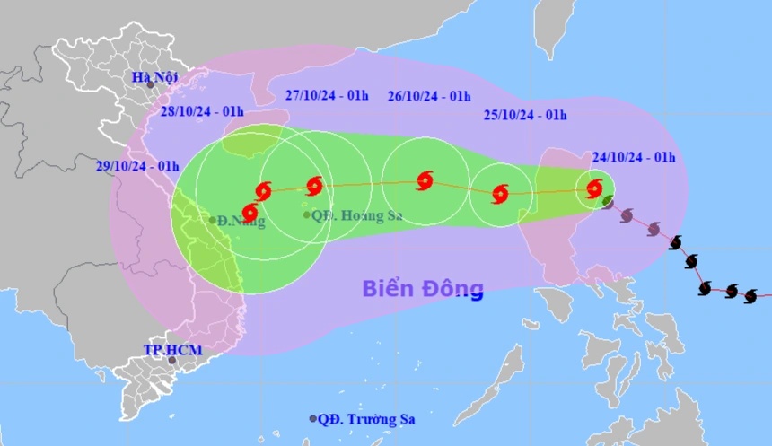 Bão Trà Mi tăng cấp với đường đi kỳ dị, 2 kịch bản xảy ra khi vào vùng biển nước ta - Ảnh 1.