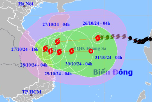 Bão Trami giật cấp 14 đang lao nhanh vào vùng biển Trung Trung Bộ- Ảnh 1.
