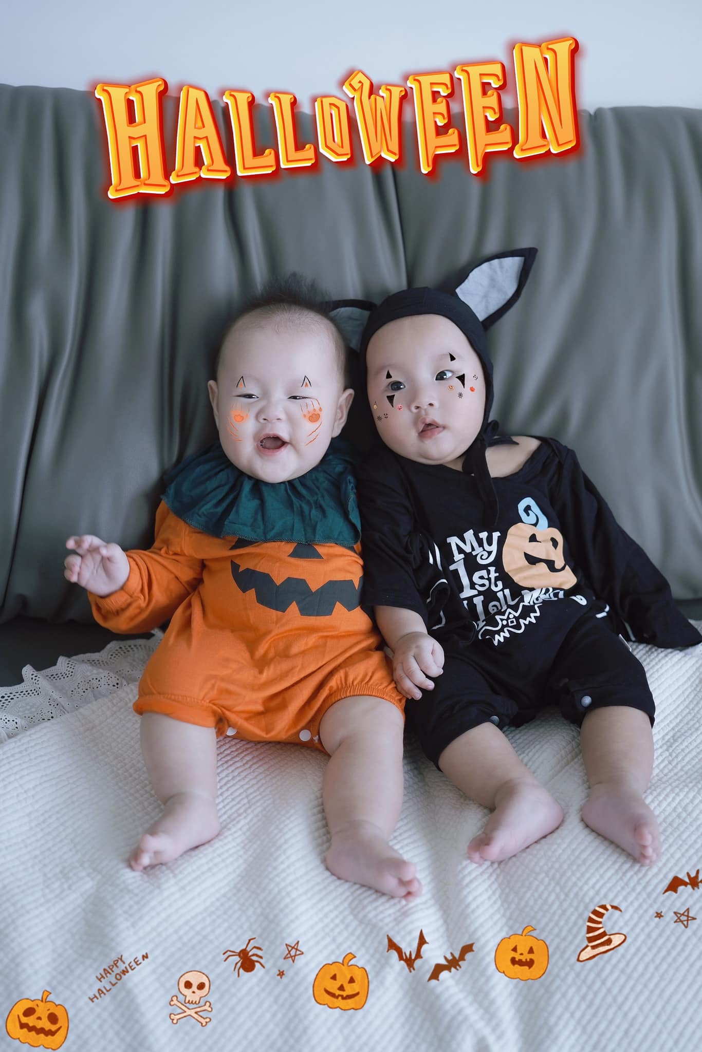 Cặp song sinh nhà Phương Oanh - shark Bình hóa trang Halloween mà ai cũng bật cười vì biểu cảm quá hài- Ảnh 1.