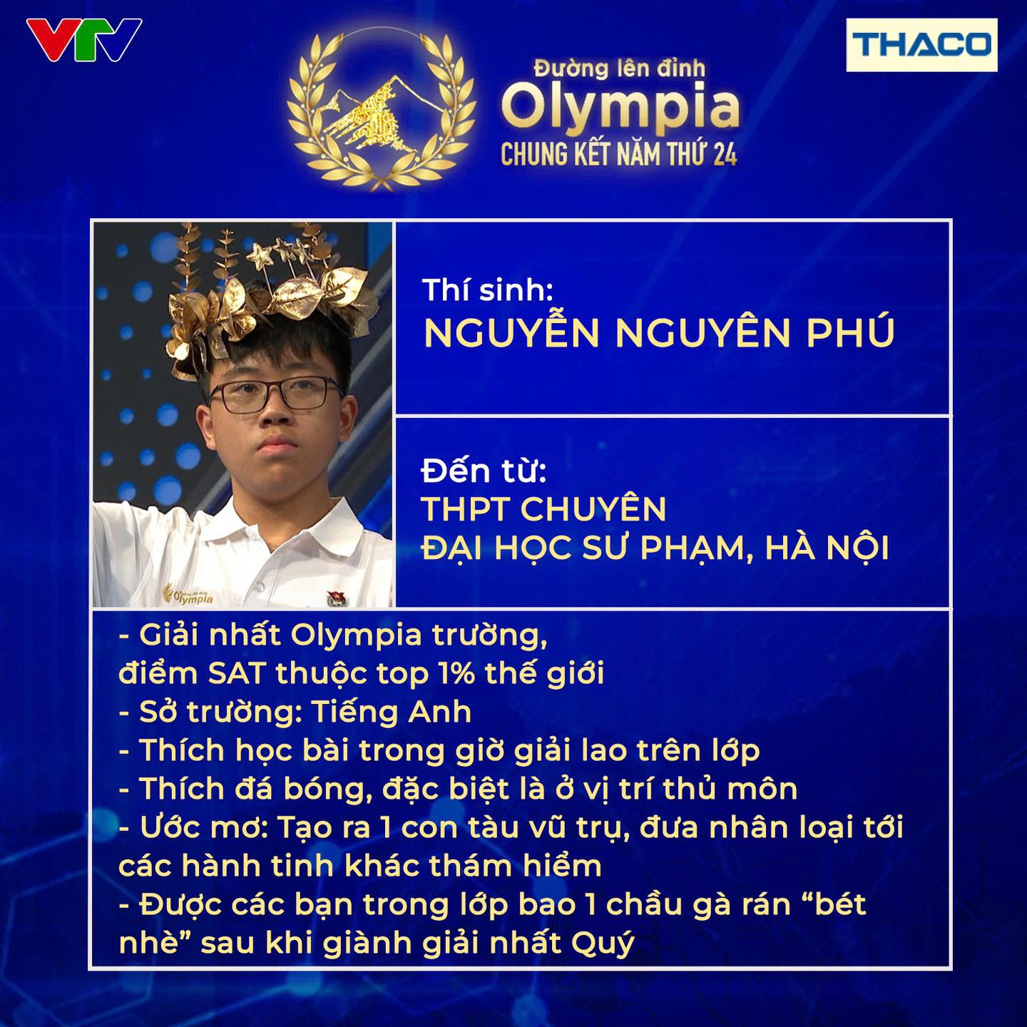 Chân dung 4 thí sinh lọt vào Chung kết năm Đường Lên Đỉnh Olympia 2024, có 2 người mang cầu truyền hình đầu tiên về cho tỉnh nhà - Ảnh 7.