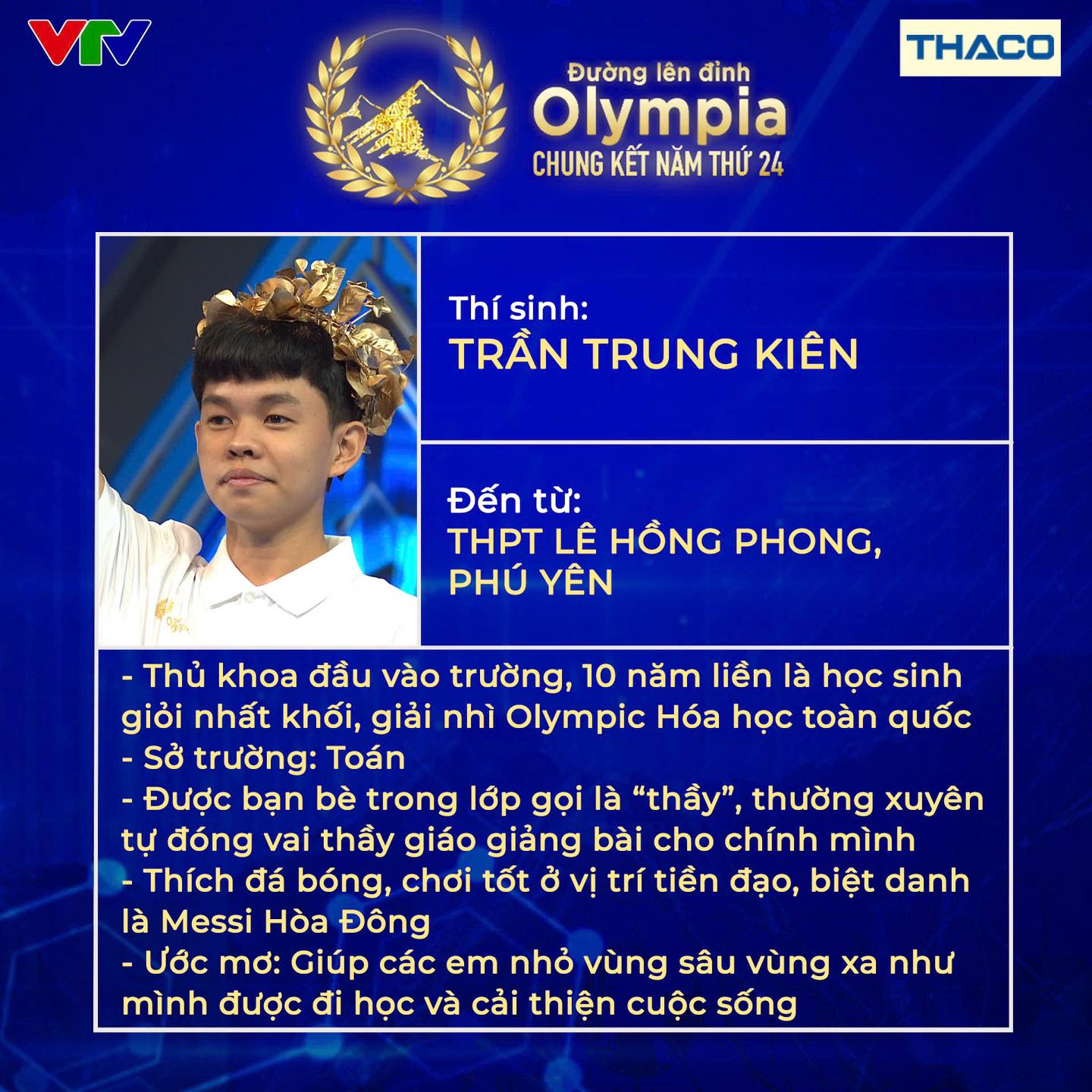 Chân dung 4 thí sinh lọt vào Chung kết năm Đường Lên Đỉnh Olympia 2024, có 2 người mang cầu truyền hình đầu tiên về cho tỉnh nhà - Ảnh 1.