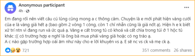 Cất vàng cưới trong tủ, vài năm sau mở ra phát hiện toàn bộ đều là vàng giả: Sớm biết 3 điều này thì mọi chuyện đã khác! - Ảnh 1.