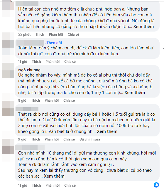 Chồng phản đối vợ sau sinh đi làm, yêu cầu ở nhà chăm con, cơm nước, mẹ bỉm tuyệt vọng xin lời khuyên - Ảnh 5.