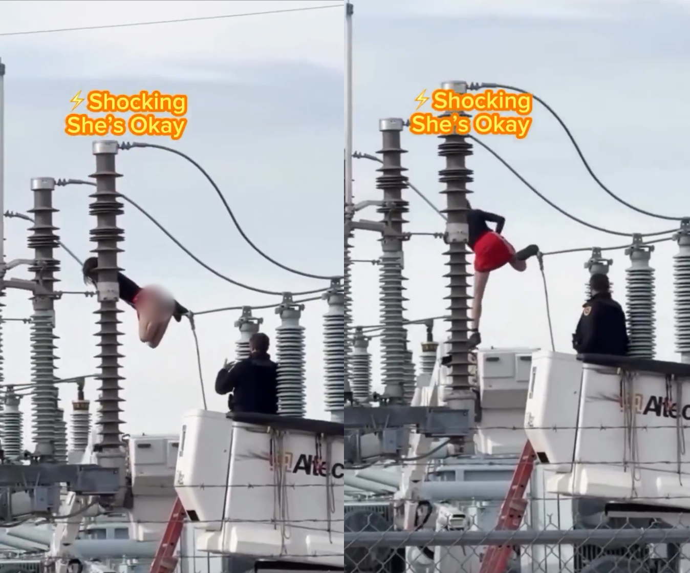 “Múa cột” trên trụ điện cao thế, người phụ nữ làm ảnh hưởng tới 800 hộ dân: Camera ghi lại cảnh “khó hiểu” - Ảnh 2. “Múa cột” trên trụ điện cao thế, người phụ nữ làm ảnh hưởng tới 800 hộ dân: Camera ghi lại cảnh “khó hiểu” - Ảnh 2.