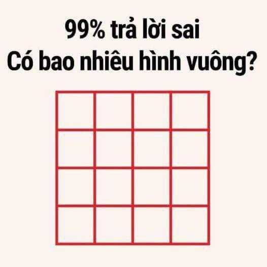 Bài toán đếm hình vuông của học sinh tiểu học nhưng khiến 99% người lớn trả lời sai - Ảnh 1.