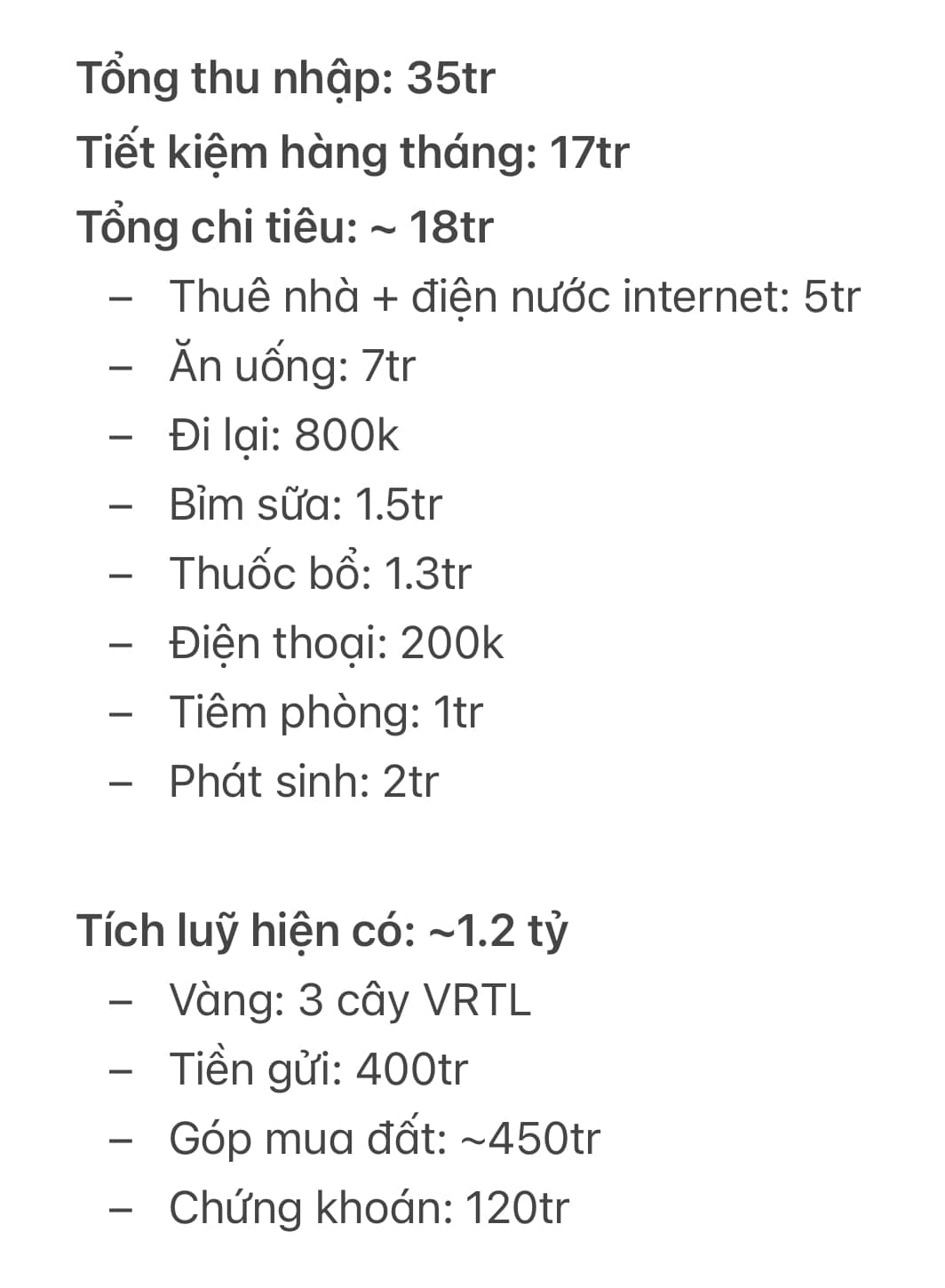 Cặp vợ chồng Hà Nội khiến cộng đồng mạng nể phục vì lương 35 triệu nhưng có tài sản 1,2 tỷ: Nhìn bảng chi tiêu là biết lý do - Ảnh 1.