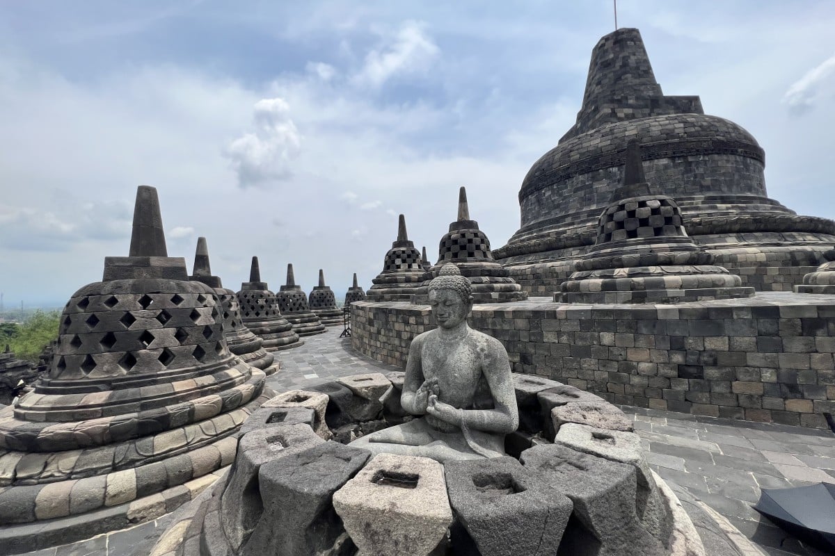 Seventy-two stupas grace three circular platforms at Candi Borobudur, the world’s largest Buddhist temple, located near the central Javanese city of Yogyakarta, Indonesia. Photo: Penny Watson