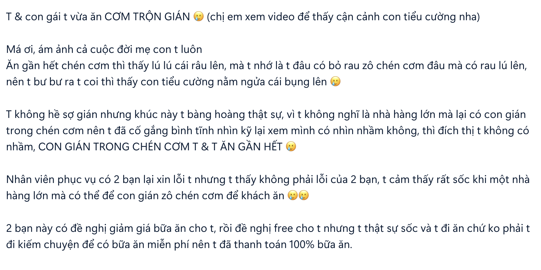 Phía nhà hàng nói gì sau sự việc bát cơm trộn "tiểu cường"? - Ảnh 1.