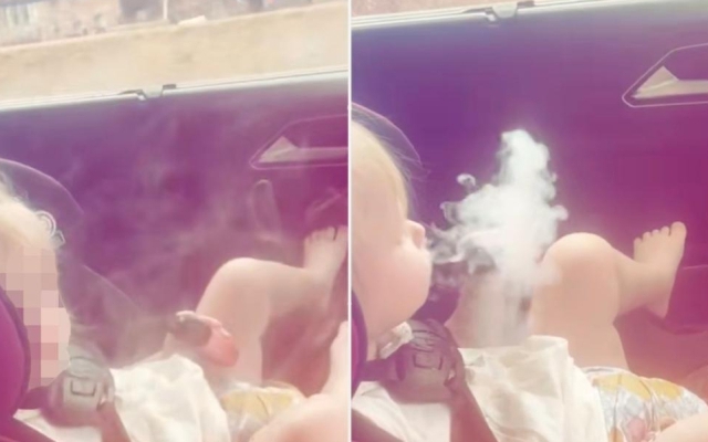 Dân mạng sốc tận óc với video em bé phì phèo thuốc lá điện tử, câu nói của đứa trẻ ngồi cùng trên xe càng gây kinh ngạc