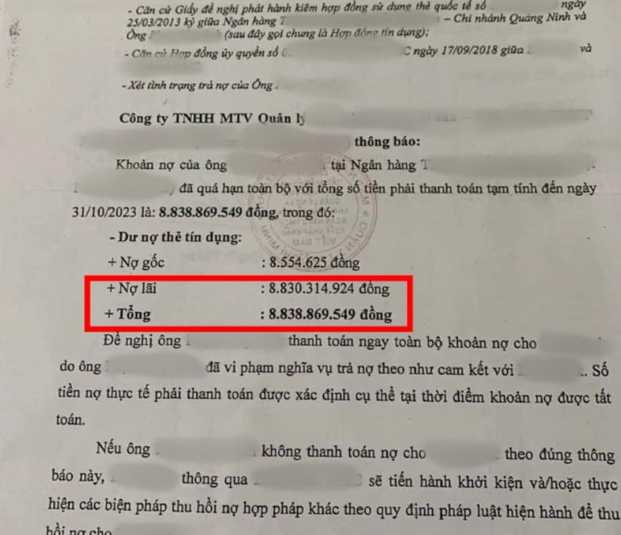 Vụ vay 8,5 triệu, ôm nợ xấu 8,8 tỷ đồng: Những lưu ý về nợ lãi thẻ tín dụng- Ảnh 1.