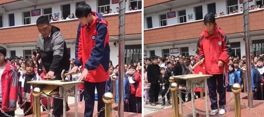 Trường học Trung Quốc gây tranh cãi khi dùng búa đập vỡ điện thoại di động của học sinh - Ảnh 3.