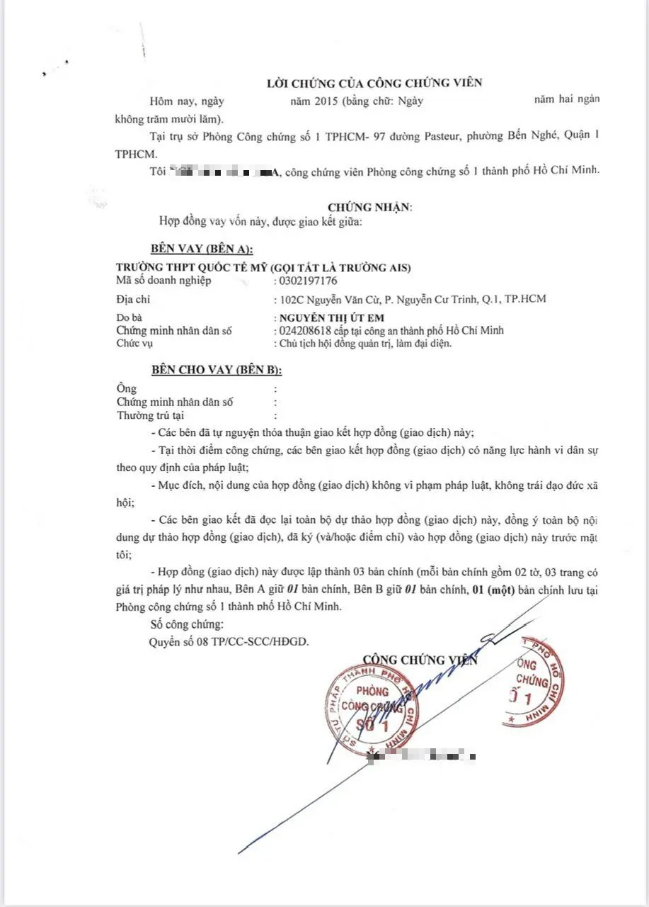 Phụ huynh tiết lộ hợp đồng cho trường quốc tế ở TP.HCM vay 2,6 tỷ đồng: Nội dung cụ thể bên trong có những gì?- Ảnh 4.