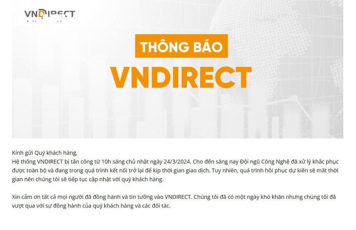 Hệ thống VNDirect bị tấn công, hàng triệu nhà đầu tư chứng khoán &quot;chết đứng&quot; - Ảnh 1.