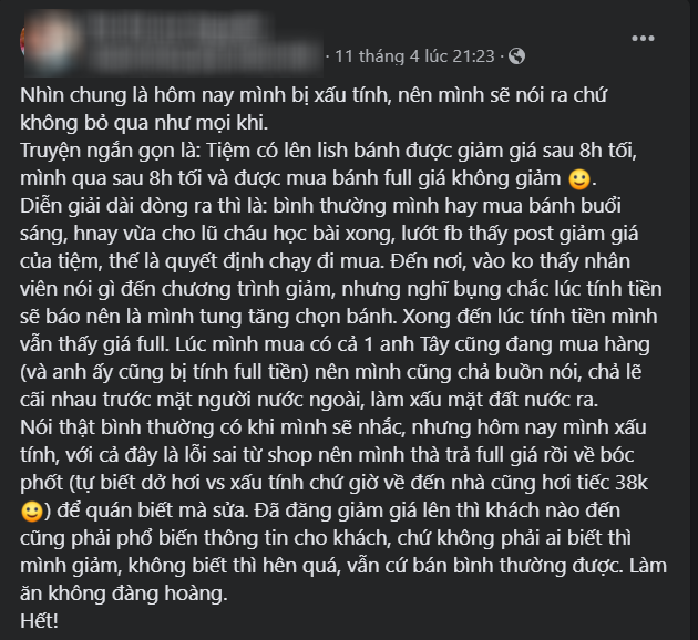 Cuộc khẩu chiến giữa khách và chủ quán chỉ vì chiếc bánh khuyến mại - Ảnh 1.