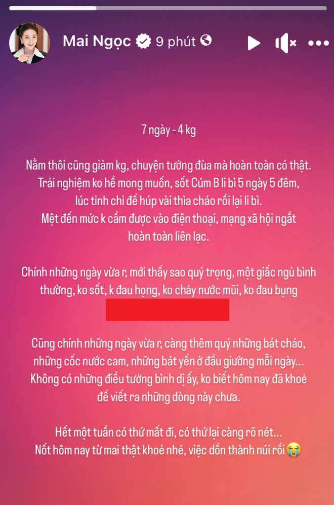 Mai Ngọc tiết lộ lý do sụt 4kg trong một tuần, nhận ra: “Có những thứ mất đi, có thứ lại càng rõ nét…” - Ảnh 2.