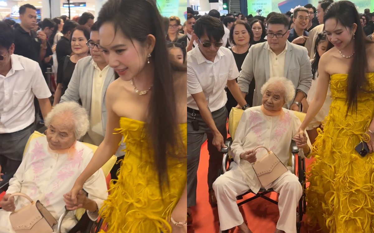 Lý Hải đưa mẹ già 99 tuổi đi họp báo phim, cách Minh Hà phản ứng nói rõ quan hệ mẹ chồng - nàng dâu