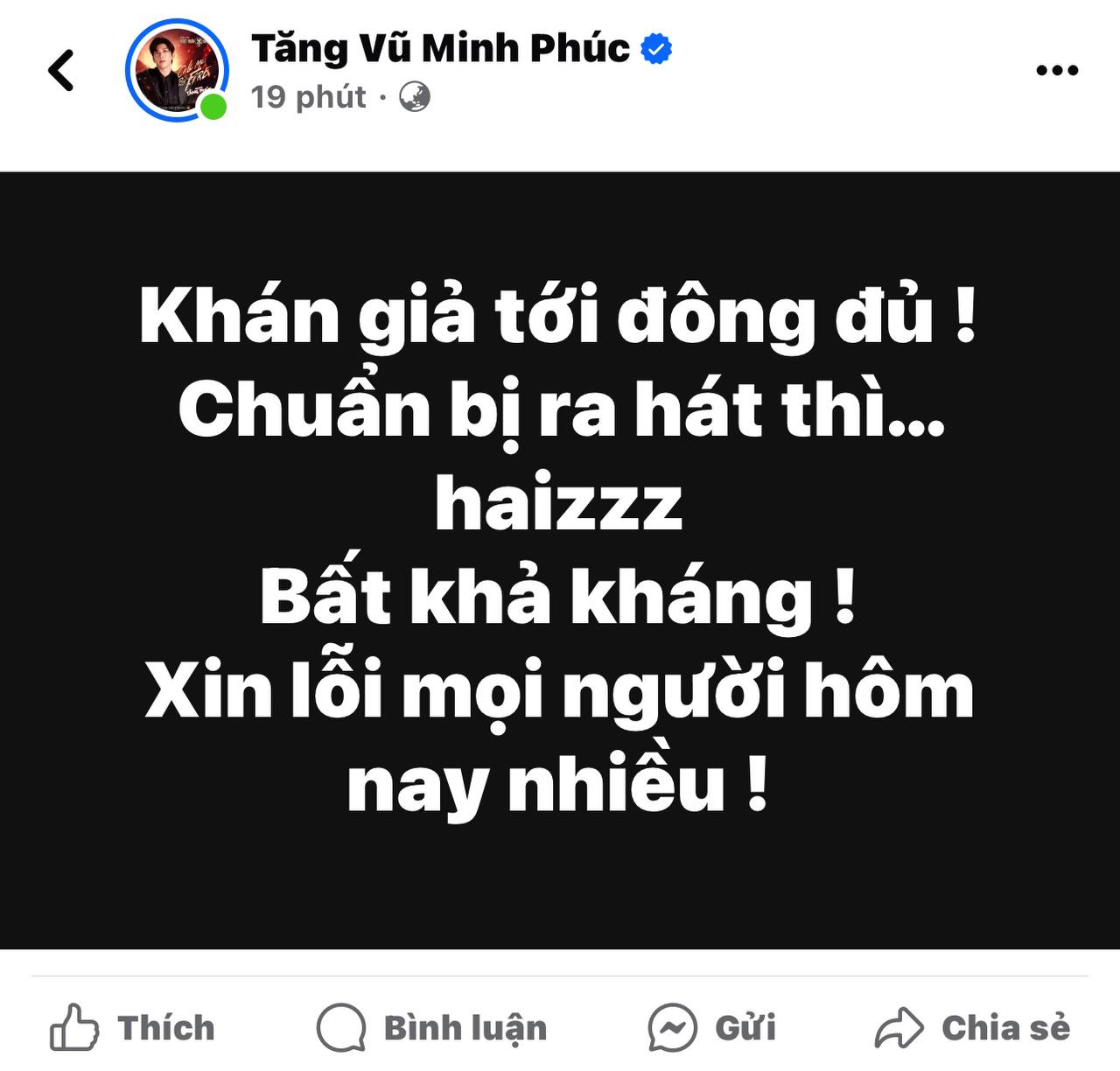 1 nam ca sĩ vừa phải hủy show ngay giờ chót dù khán giả đã tới đông đủ, sẵn sàng ra hát! - Ảnh 1.