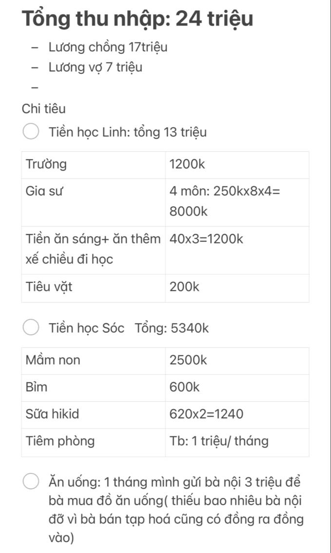 Bảng chi phí tiền học cho con của vợ chồng công nhân lớn tuổi gây &quot;sốc&quot;: Biết là hy sinh cho con, nhưng có cần đến mức này? - Ảnh 1.