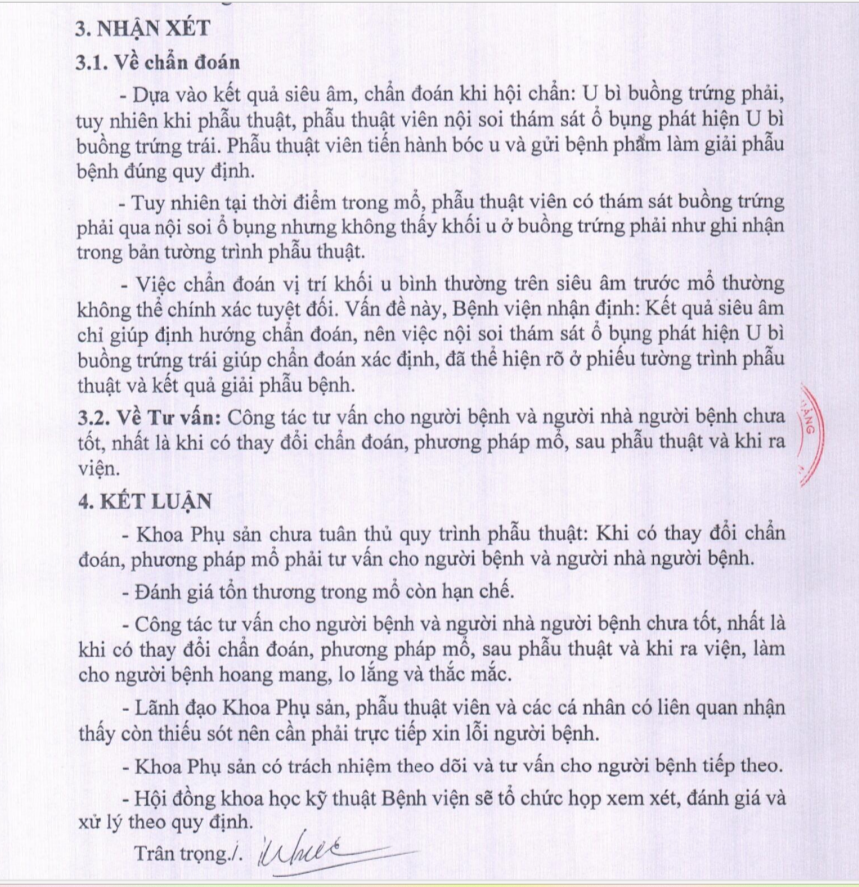 Siêu âm u nang buồng trứng phải, phẫu thuật bên trái: Bệnh viện xin lỗi- Ảnh 2.