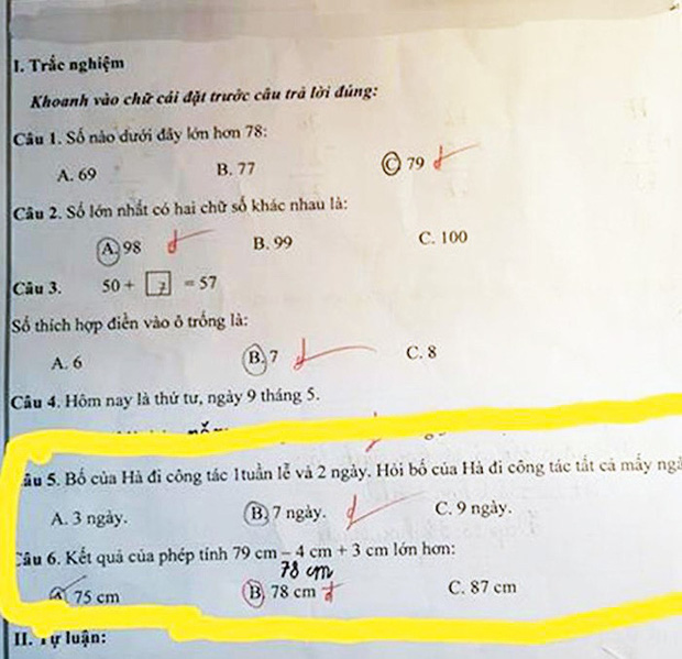 Con làm 78 > 75 bị gạch sai, đáp án &quot;đúng&quot; cô giáo đưa ra sau đó khiến cộng đồng mạng phẫn nộ - Ảnh 1.