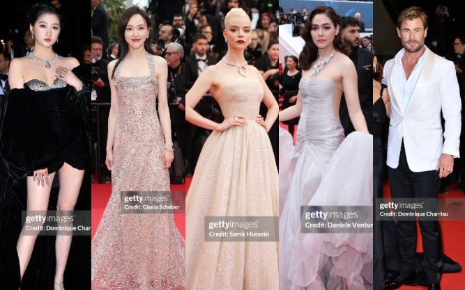 Thảm đỏ Cannes ngày 2: "Búp bê" Anya Taylor-Joy đẹp vô thực so kè Đường Yên - Quan Hiểu Đồng, Chris Hemsworth đưa cả gia đình đến dự