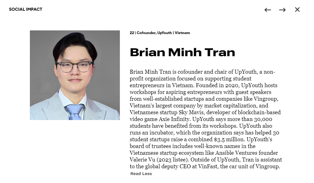 Người Việt trẻ nhất vừa lọt vào danh sách Forbes 30 Under 30 Asia: 2k1 từng là trợ lý Phó Tổng giám đốc điều hành toàn cầu của VinFast! - Ảnh 2. Người Việt trẻ nhất vừa lọt vào danh sách Forbes 30 Under 30 Asia: 2k1 từng là trợ lý Phó Tổng giám đốc điều hành toàn cầu của VinFast! - Ảnh 2.