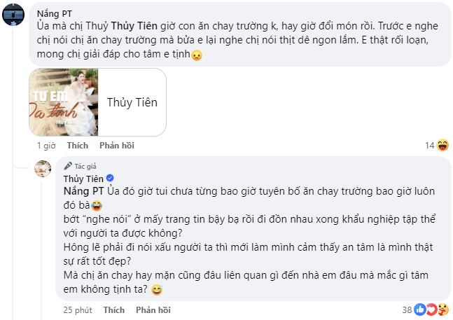 Bị mỉa mai nói ăn chay trường nhưng khen thịt dê ngon, Thủy Tiên - vợ Công Vinh lên tiếng: &quot;Chị ăn chay hay mặn liên quan gì đến em&quot; - Ảnh 2.