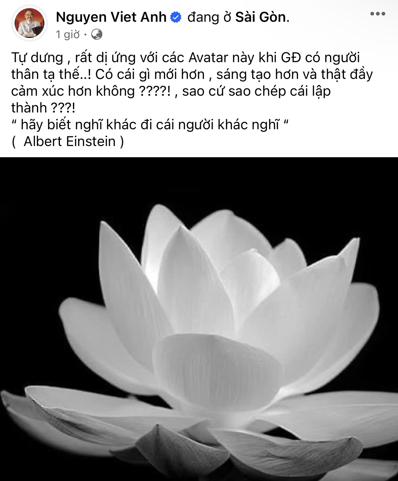 NS Việt Anh gây tranh cãi vì chia sẻ &quot;dị ứng&quot; khi có người thay ảnh hoa sen trắng, liền có động thái tránh &quot;bão&quot;?- Ảnh 1.