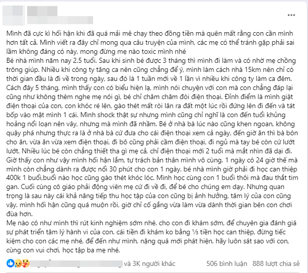 Mải mê chạy theo đồng tiền, mẹ hối hận vì lúc nhận ra con có biểu hiện lạ cũng đã muộn màng - Ảnh 1.