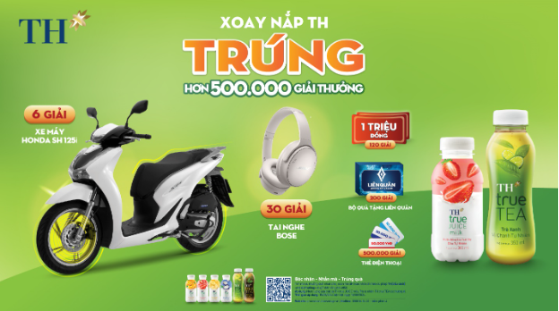 Cơ hội trúng xe máy Honda SH và hơn 500.000 giải thưởng khi mua đồ uống TH - Ảnh 1. Cơ hội trúng xe máy Honda SH và hơn 500.000 giải thưởng khi mua đồ uống TH - Ảnh 1.