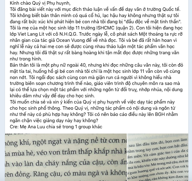 TPHCM: Trường Quốc tế phát sách tả cảnh gợi dục cho học sinh lớp 11 - Ảnh 1.