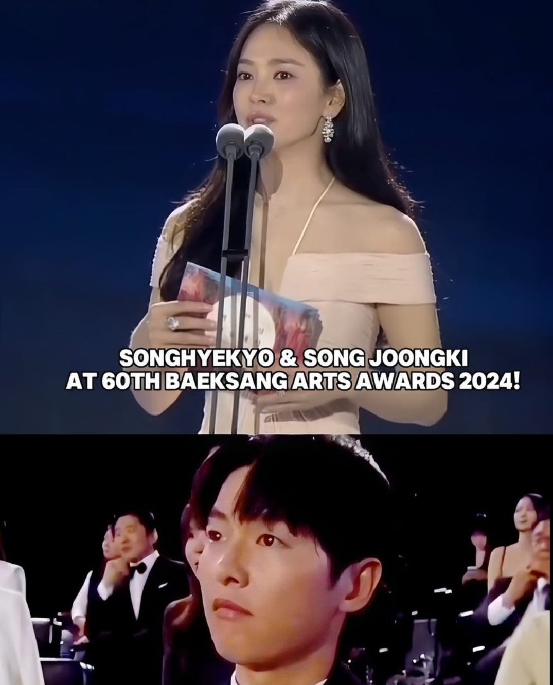 HOT: Clip ghi lại biểu cảm của Song Joong Ki khi nhìn Song Hye Kyo trên sân khấu Baeksang 2024- Ảnh 3.