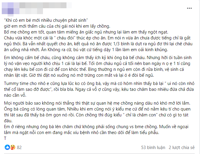 Mẹ chồng chiều cháu từng li từng tí, quan tâm hết mực nhưng mẹ bỉm lại cảm thấy quá ngột ngạt, bí bách - Ảnh 1.