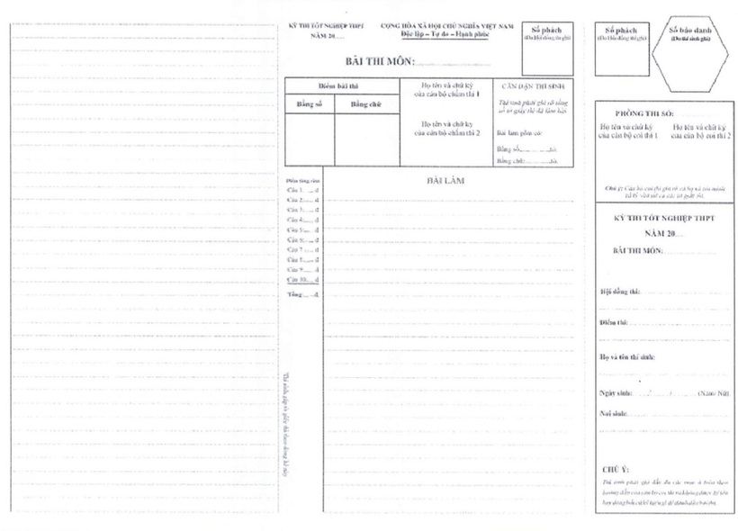 Mẫu giấy thi tốt nghiệp THPT năm 2024 sẽ thay đổi như thế nào? - Ảnh 1.