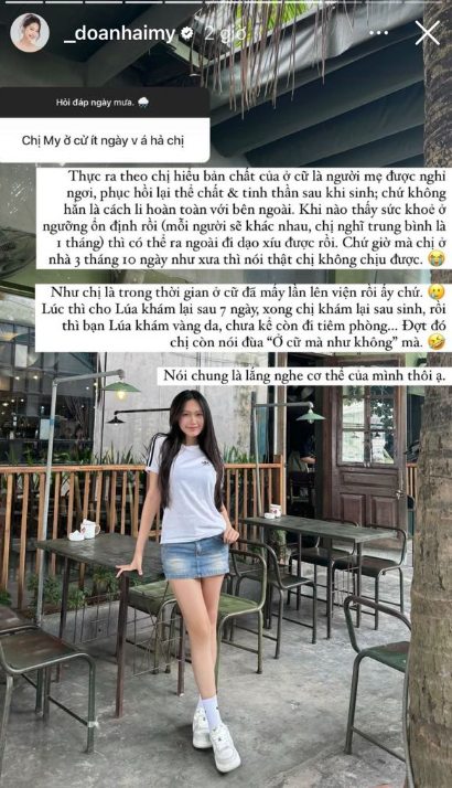 Bị soi &quot;lười ở cữ&quot;, mới sinh đã xúng xính đi chơi, tiểu thư Doãn Hải My đáp trả khéo léo, chẳng mất lòng ai - Ảnh 2.