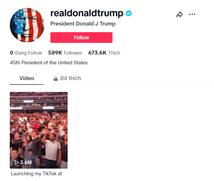 Cựu Tổng thống Mỹ Trump vừa mở tài khoản TikTok, hút gần 600.000 lượt theo dõi - Ảnh 1.