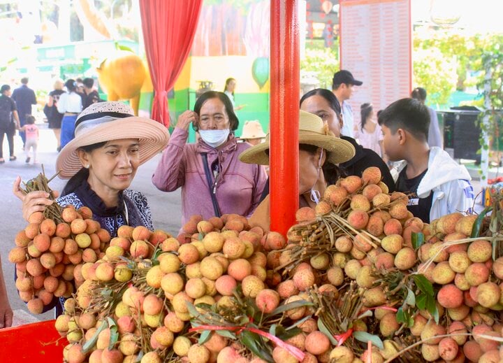 Sầu riêng, vải thiều, bơ khổng lồ... rẻ bất ngờ, khách tấp nập 'mua sập sàn' - Ảnh 6.