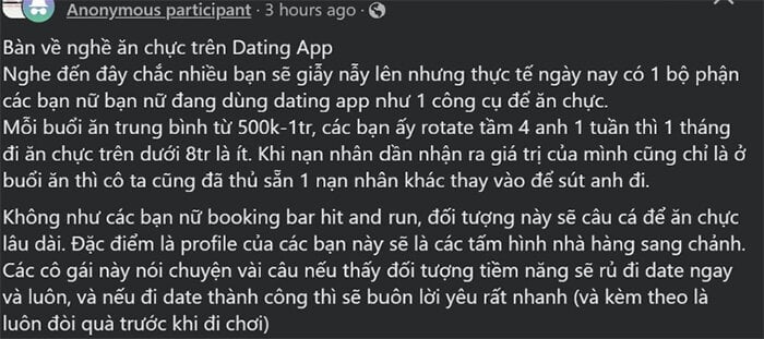 Chàng trai lương 50 triệu đồng cay đắng cảnh báo 'bẫy ăn chực' trên app hẹn hò - Ảnh 1.