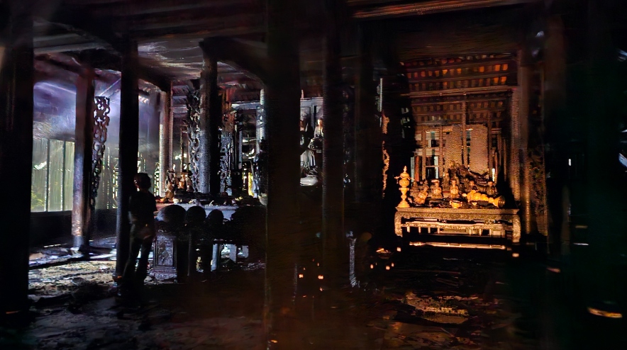 Cháy lớn chùa Thuyền Lâm trong đêm, nhiều đồ đạc bị thiêu rụi - Ảnh 3.