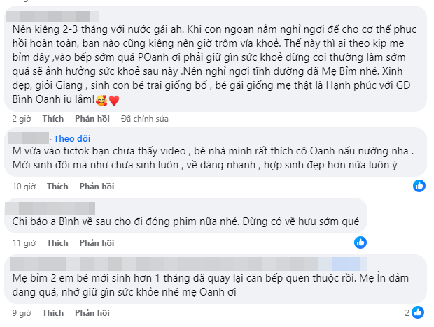 Phương Oanh mới sinh đã comeback &quot;Bếp nàng Ỉn&quot;, hội mẹ bỉm nhắc nhở: &quot;Sinh đôi sức khỏe sa sút, không được chủ quan&quot; - Ảnh 5.