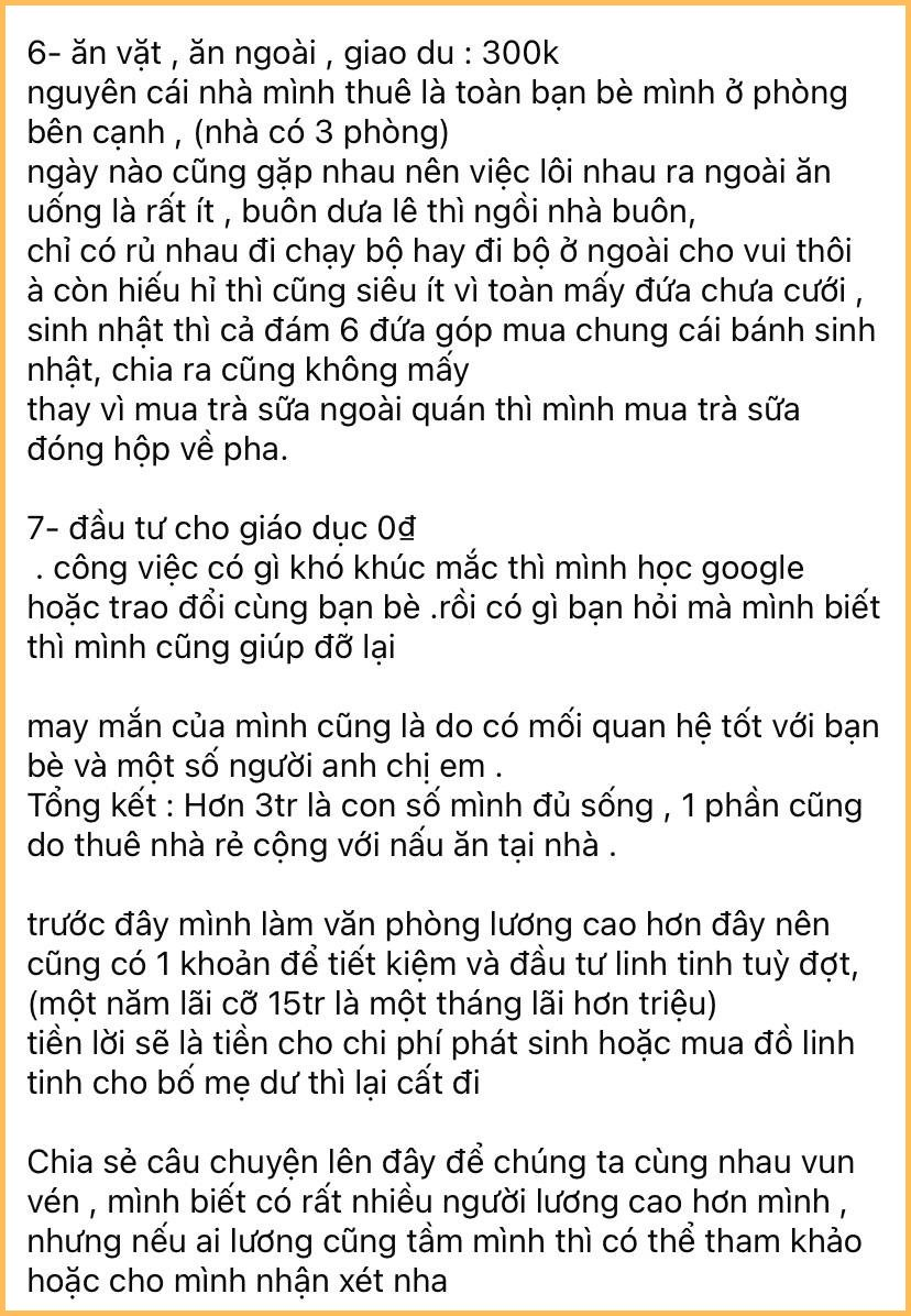 Tiền ăn cả tháng chưa tới 2 triệu, tổng chi tiêu chỉ 4 triệu quay đầu: Ai bảo sống ở thành phố lớn là không tiết kiệm được? - Ảnh 3.