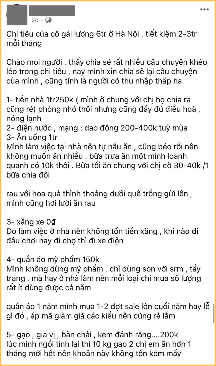 Tiền ăn cả tháng chưa tới 2 triệu, tổng chi tiêu chỉ 4 triệu quay đầu: Ai bảo sống ở thành phố lớn là không tiết kiệm được? - Ảnh 2.