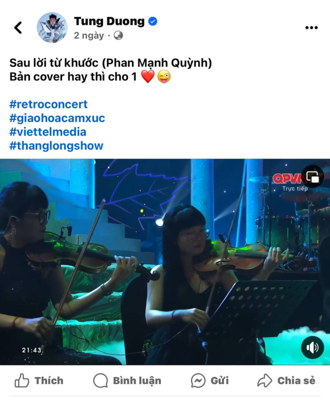 Tùng Dương hát cover, Hà Trần nhận xét không biết xấu hổ và tag cả Trấn Thành vào - Ảnh 1.