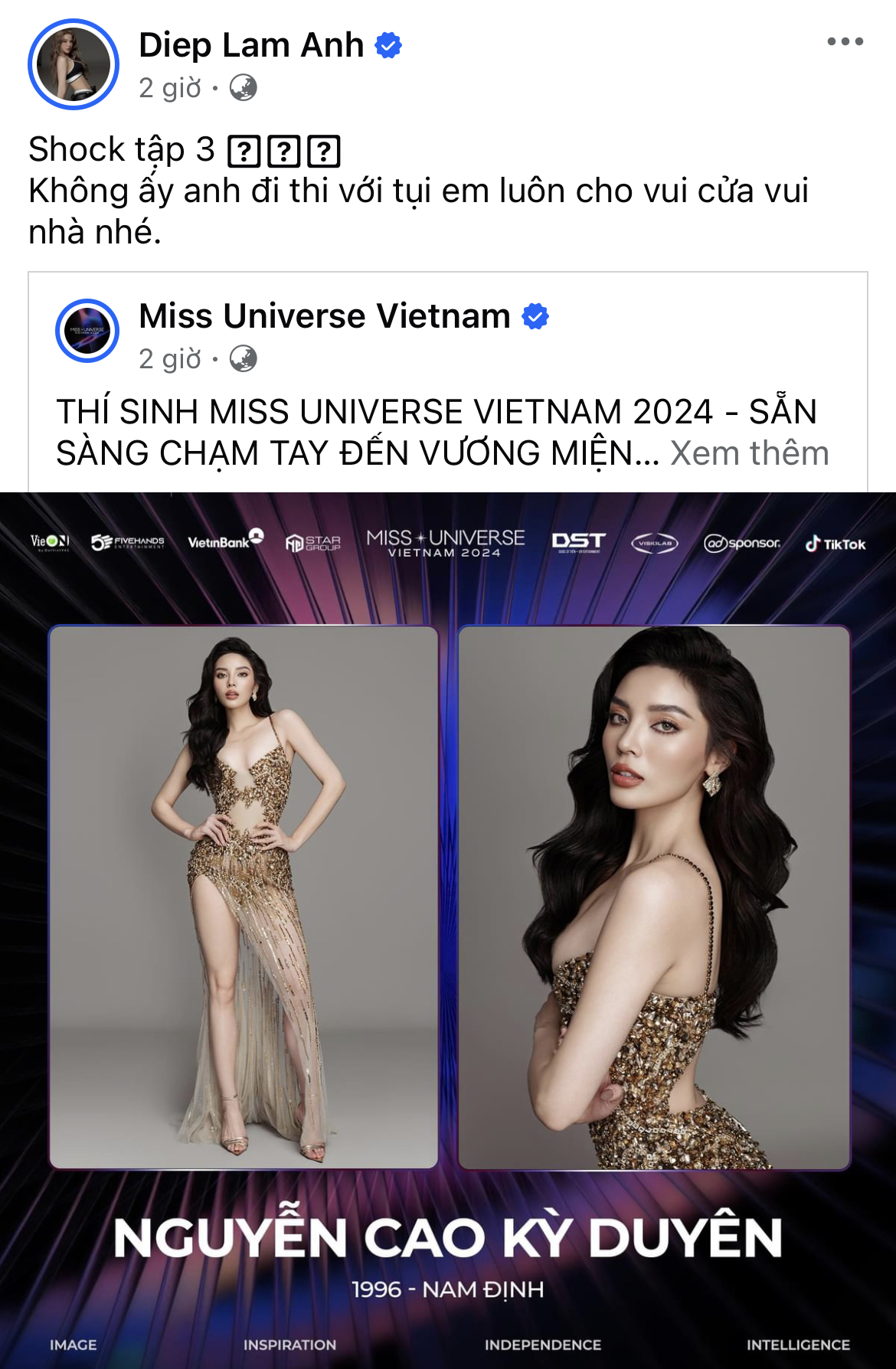 Dàn sao phản ứng khi Kỳ Duyên thi Miss Universe Vietnam: Minh Triệu thờ ơ, Diệp Lâm Anh làm 1 việc gây choáng - Ảnh 6.