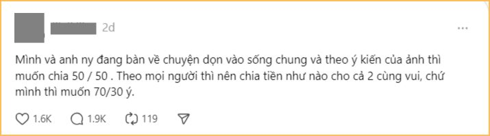 Từ chuyện cô gái muốn sống thử với bạn trai nhưng lại đòi &quot;anh 70, em 30&quot;: Không chỉ &quot;thử&quot; mà cả khi chung sống thật, phân chia tài chính rạch ròi mới là điều kiện tiên quyết để giữ nhau - Ảnh 2.