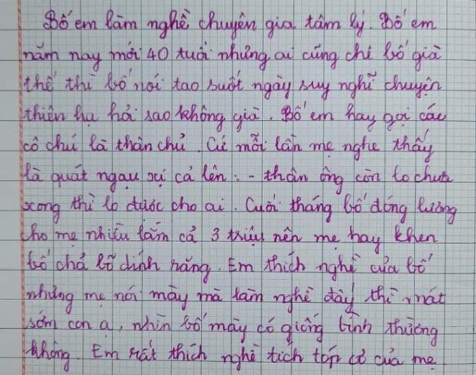 Học sinh viết văn tả bố làm chuyên gia tâm lý, đọc mà cười đau bụng - Ảnh 1.