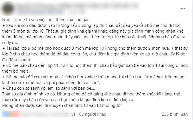 Bà mẹ đau đầu vì con gái bỗng &quot;trở chứng&quot; sau khi đỗ cấp 3 công lập: Nhiều người đọc xong ngơ ngác, không biết đứng về phía nào - Ảnh 1.